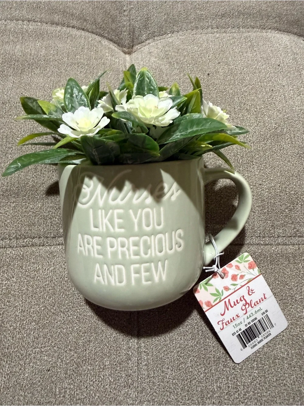 Mint Green Nurse Ceramic Mug with Artificial Floral